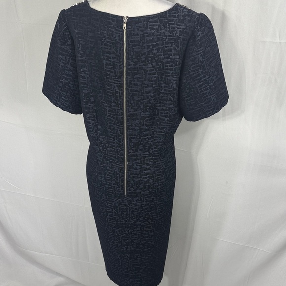 Adrianna Papell Black Textured Dress with Beaded Neckline Size 16W - Picture 7 of 10